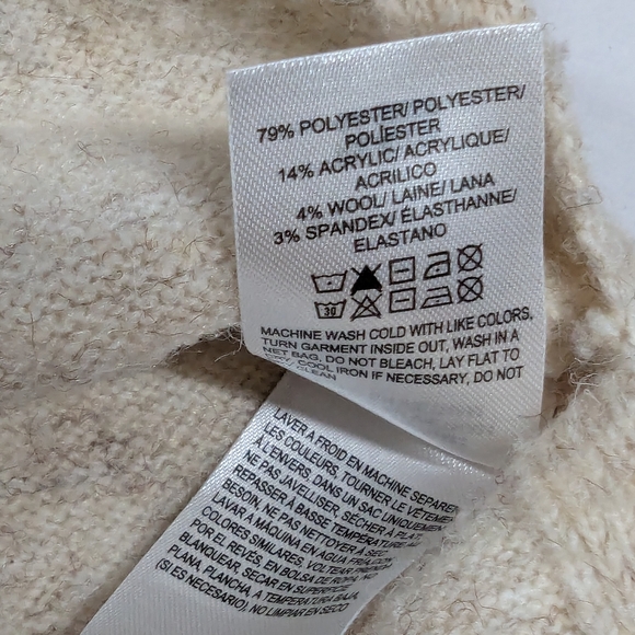 Lucky Brand V-Neck Sweater Woman’s Cream Wool Blend - Picture 7 of 7